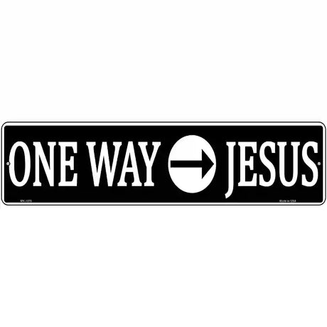 One Way Jesus Novelty Metal Street Sign 12" x 3" (MK)