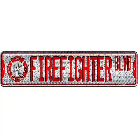 Fire Fighter Blvd Novelty Metal Street Sign 12" x 3" (MK)