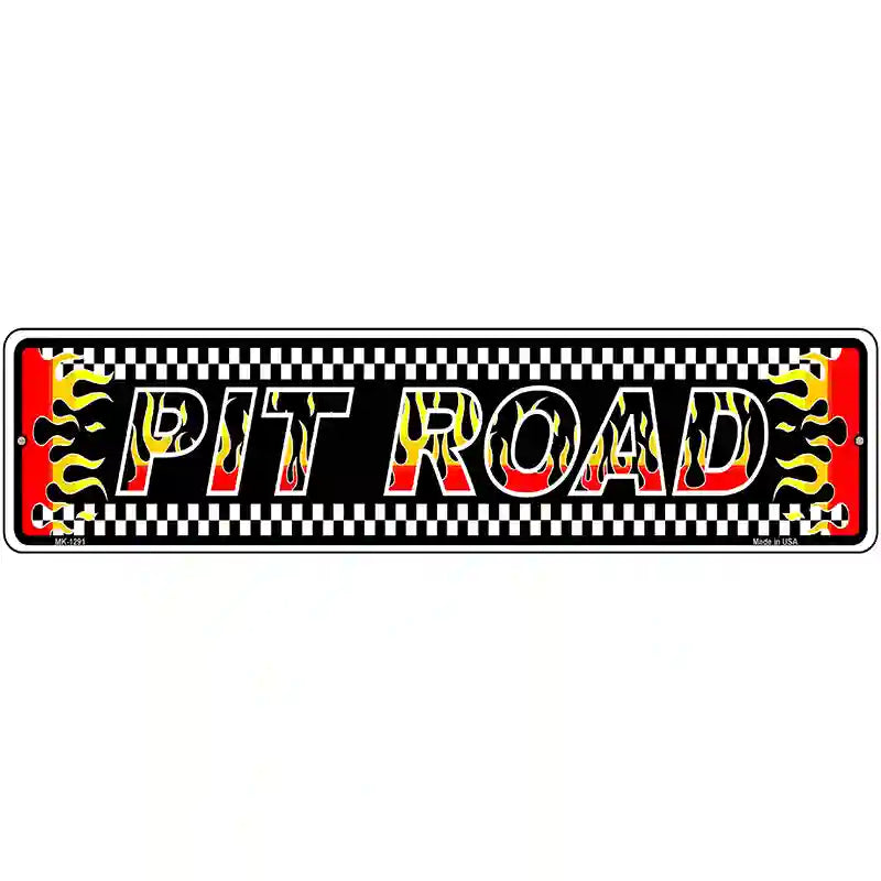 Pit Road Racing Flames Novelty Metal Street Sign 12" x 3" (MK)