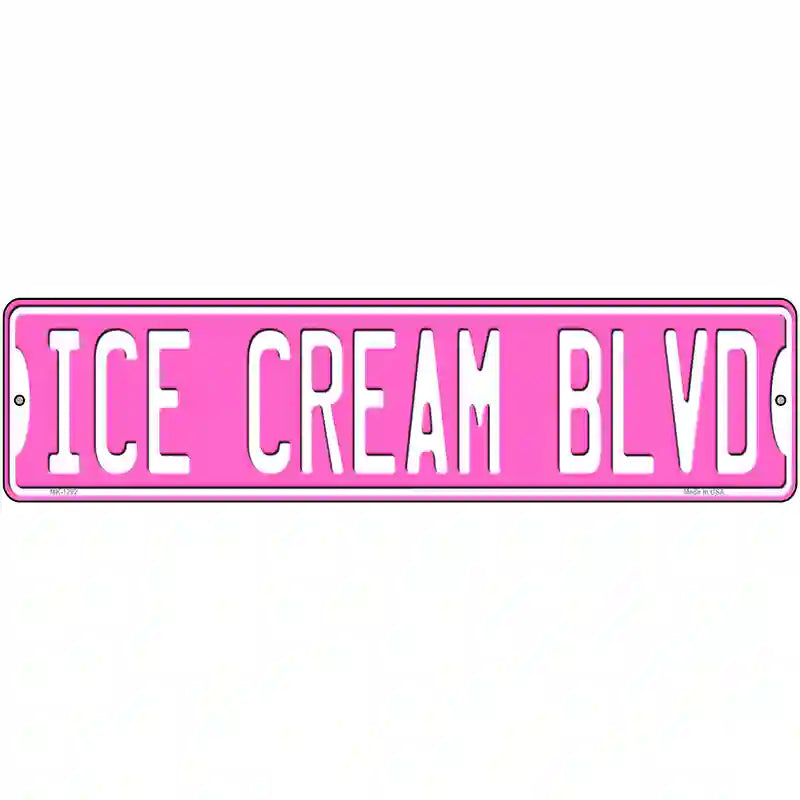 Ice Cream Blvd Novelty Metal Street Sign 12" x 3" (MK)