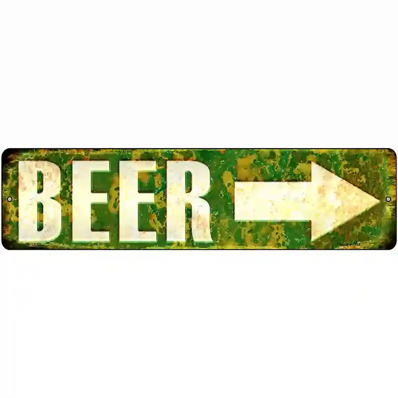 Beer to the Right Novelty Metal Street Sign 12" x 3" (MK)