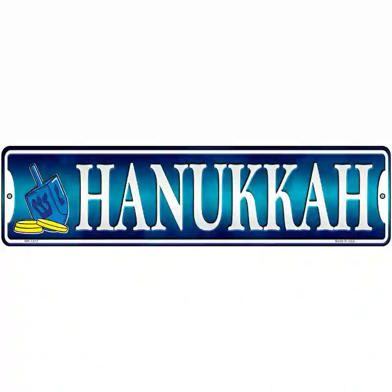 Hanukkah Blue Novelty Metal Street Sign 12" x 3" (MK)