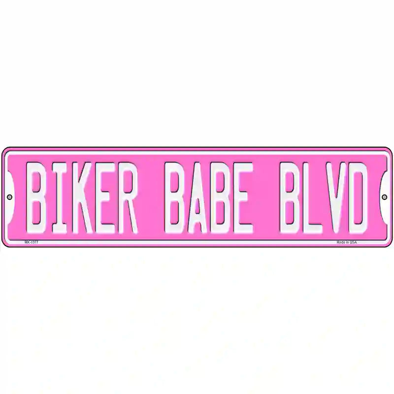 Biker Babe Pink Novelty Metal Street Sign 12" x 3" (MK)