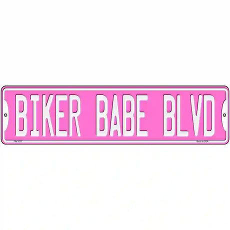 Biker Babe Pink Novelty Metal Street Sign 12" x 3" (MK)