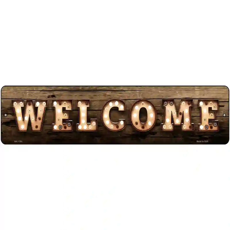 Welcome Horizontal Bulb Lettering Novelty Metal Street Sign 12" x 3" (MK)