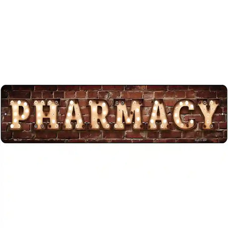 Pharmacy Bulb Lettering Novelty Metal Street Sign 12" x 3" (MK)