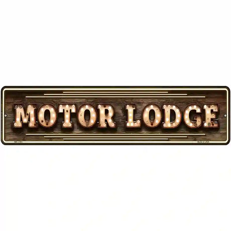 Motor Lodge Bulb Lettering Novelty Metal Street Sign 12" x 3" (MK)