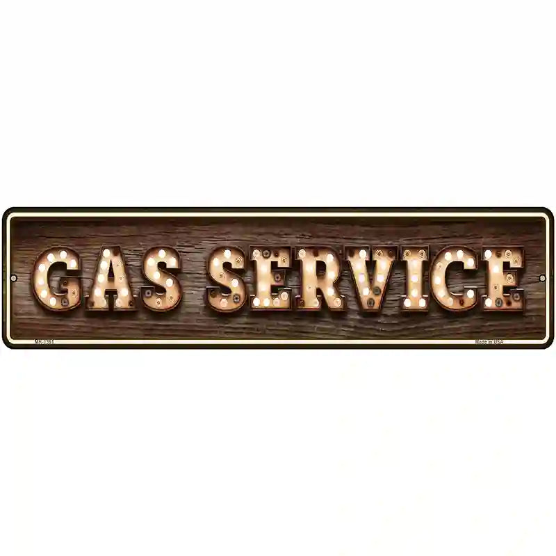 Gas Service Bulb Lettering Novelty Metal Street Sign 12" x 3" (MK)