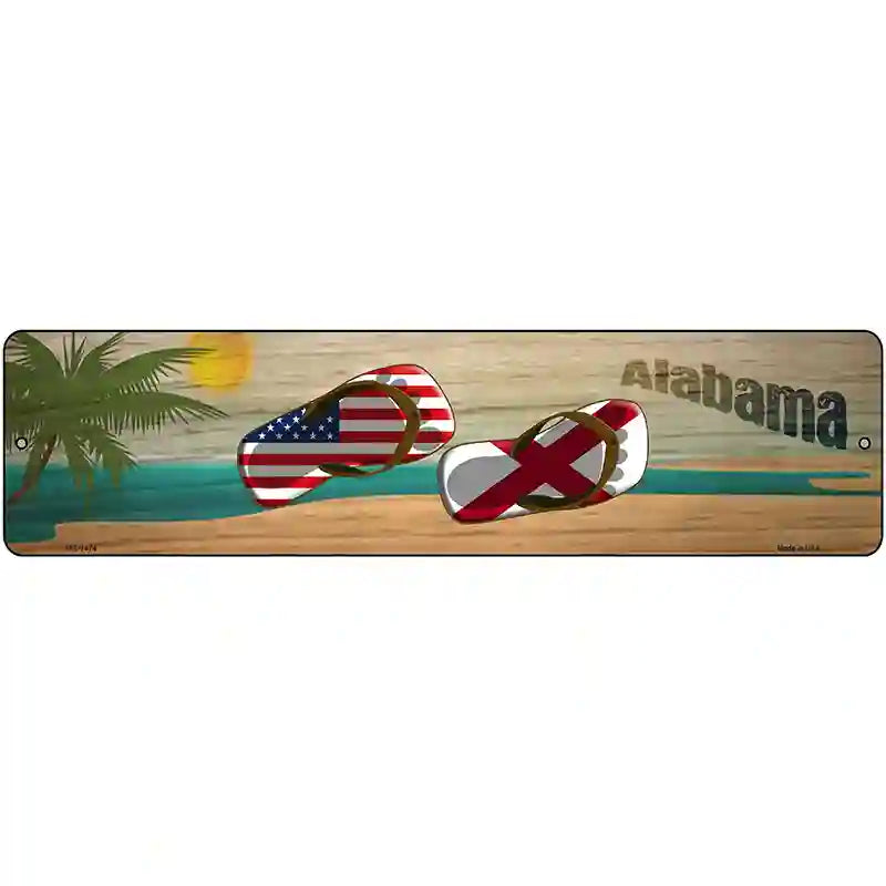 Alabama Flag and US Flag Novelty Metal Street Sign 12" x 3" (MK)