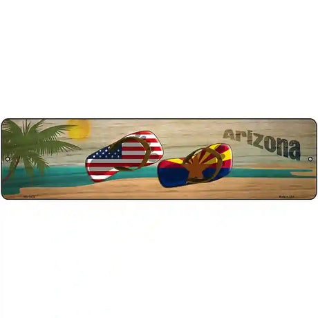 Arizona Flag and US Flag Novelty Metal Street Sign 12" x 3" (MK)