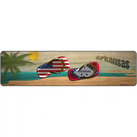 Arkansas Flag and US Flag Novelty Metal Street Sign 12" x 3" (MK)