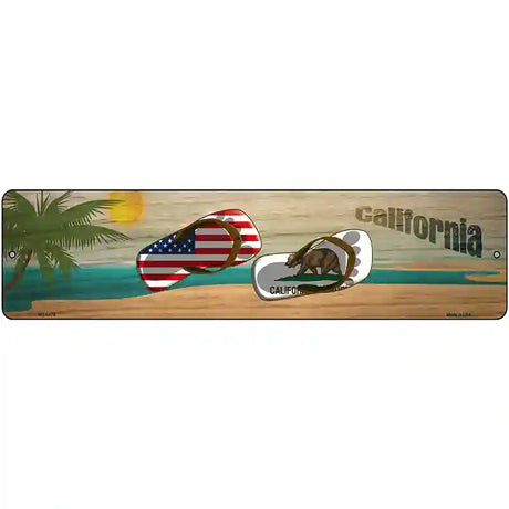 California Flag and US Flag Novelty Metal Street Sign 12" x 3" (MK)