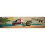 Delaware Flag and US Flag Novelty Metal Street Sign 12" x 3" (MK)