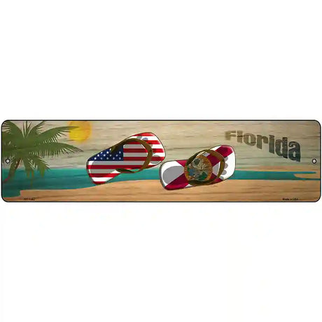 Florida Flag and US Flag Novelty Metal Street Sign 12" x 3" (MK)