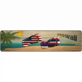 Hawaii Flag and US Flag Novelty Metal Street Sign 12" x 3" (MK)