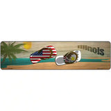 Illinois Flag and US Flag Novelty Metal Street Sign 12" x 3" (MK)