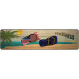 Indiana Flag and US Flag Novelty Metal Street Sign 12" x 3" (MK)