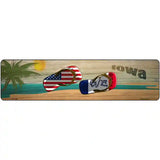 Iowa Flag and US Flag Novelty Metal Street Sign 12" x 3" (MK)