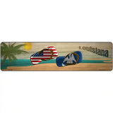 Louisiana Flag and US Flag Novelty Metal Street Sign 12" x 3" (MK)