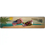 Maryland Flag and US Flag Novelty Metal Street Sign 12" x 3" (MK)