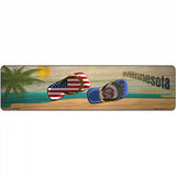 Minnesota Flag and US Flag Novelty Metal Street Sign 12" x 3" (MK)