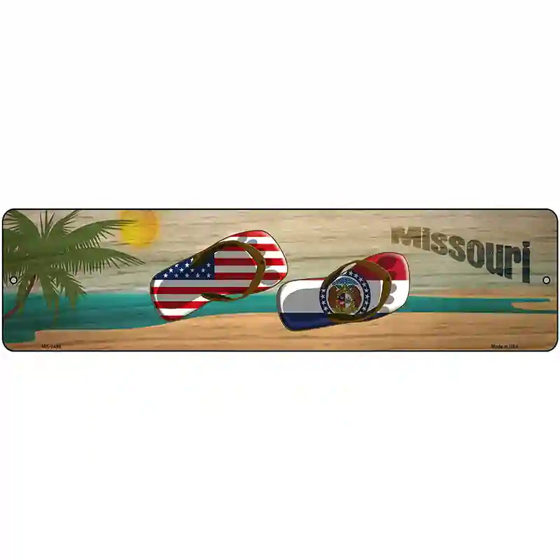 Missouri Flag and US Flag Novelty Metal Street Sign 12" x 3" (MK)