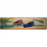 Nevada Flag and US Flag Novelty Metal Street Sign 12" x 3" (MK)