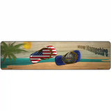 Hew Hampshire Flag and US Flag Novelty Metal Street Sign 12" x 3" (MK)