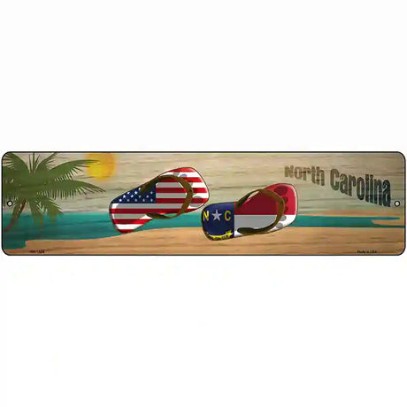 North Carolina Flag and US Flag Novelty Metal Street Sign 12" x 3" (MK)