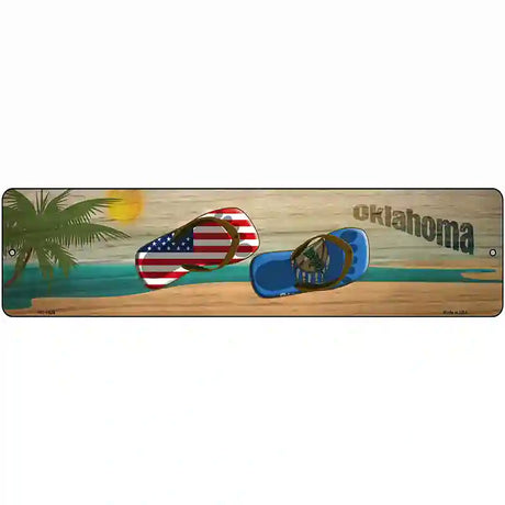 Oklahoma Flag and US Flag Novelty Metal Street Sign 12" x 3" (MK)