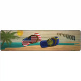 Oregon Flag and US Flag Novelty Metal Street Sign 12" x 3" (MK)