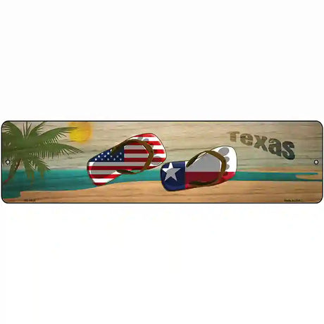 Texas Flag and US Flag Novelty Metal Street Sign 12" x 3" (MK)