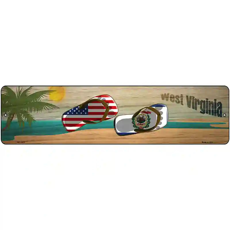 West Virginia Flag and US Flag Novelty Metal Street Sign 12" x 3" (MK)