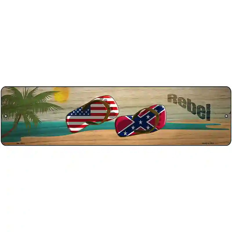 Confederate Flag and US Flag Novelty Metal Street Sign 12" x 3" (MK)