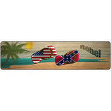 Confederate Flag and US Flag Novelty Metal Street Sign 12" x 3" (MK)