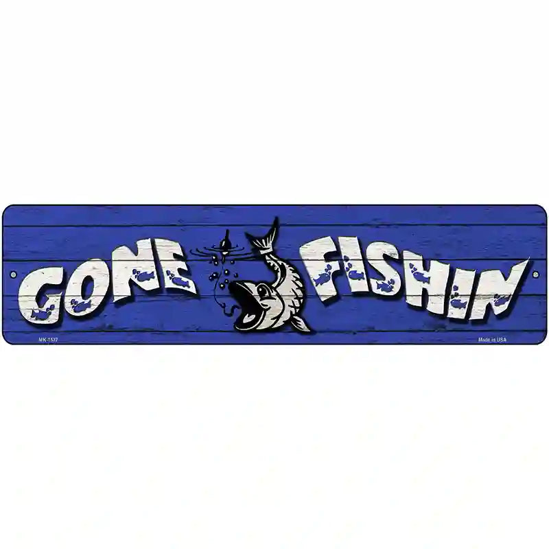 Gone Fishin Novelty Metal Street Sign 12" x 3" (MK)