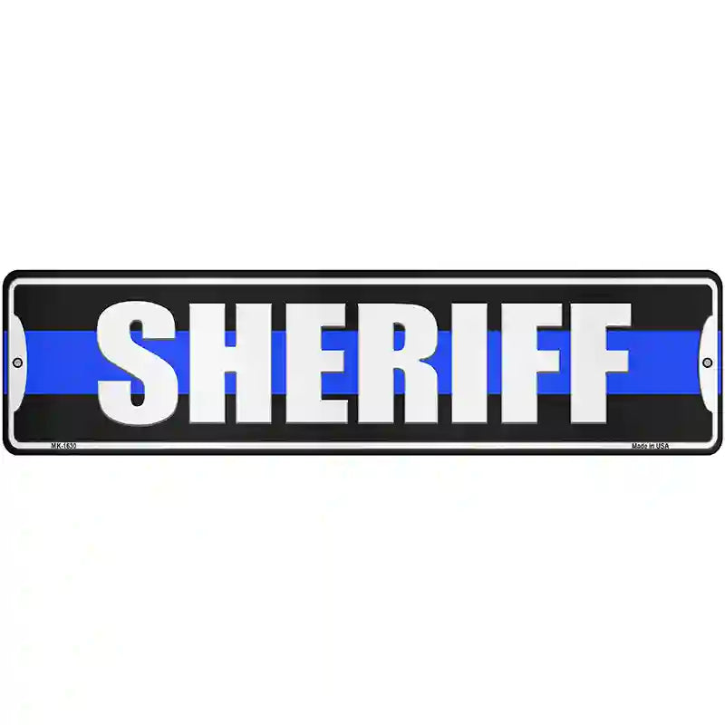 Sheriff Blue Line Novelty Metal Street Sign 12" x 3" (MK)