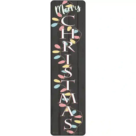 Merry Christmas Lights Black Novelty Metal Street Sign 12" x 3" (MK)