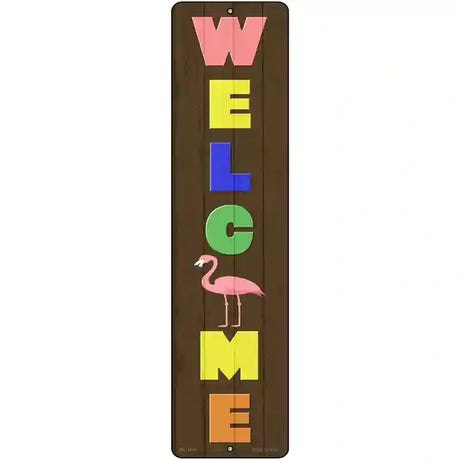 Welcome Flamingo Novelty Metal Street Sign 12" x 3" (MK)