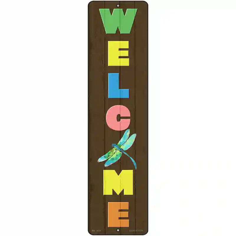 Welcome Dragon Fly Novelty Metal Street Sign 12" x 3" (MK)