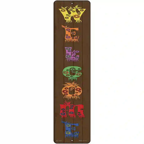 Welcome Floral Novelty Metal Street Sign 12" x 3" (MK)