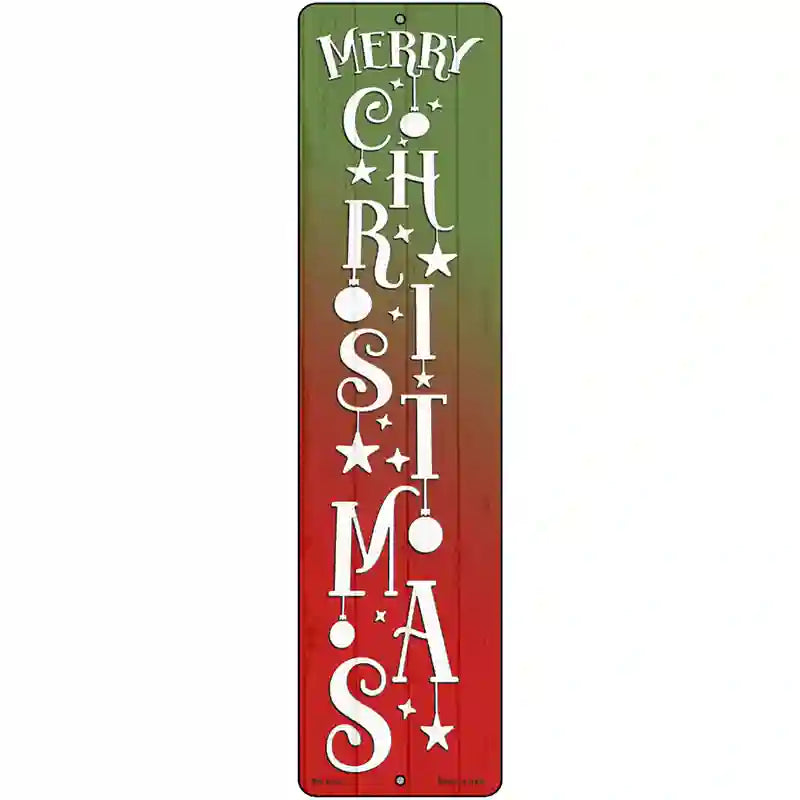 Merry Christmas Ornaments Red Novelty Metal Street Sign 12" x 3" (MK)