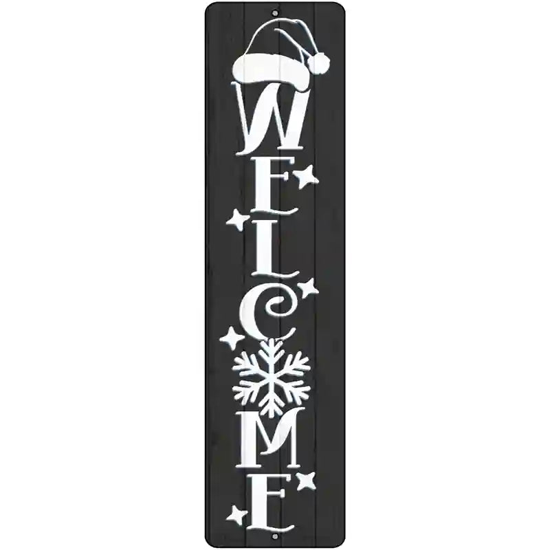 Welcome Hat Black Novelty Metal Street Sign 12" x 3" (MK)