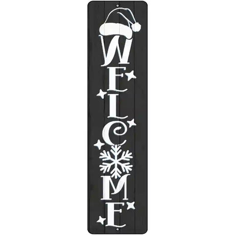 Welcome Hat Black Novelty Metal Street Sign 12" x 3" (MK)