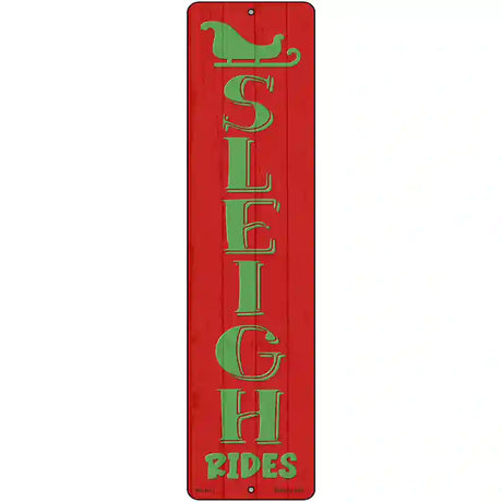 Sleigh Rides Red Novelty Metal Street Sign 12" x 3" (MK)