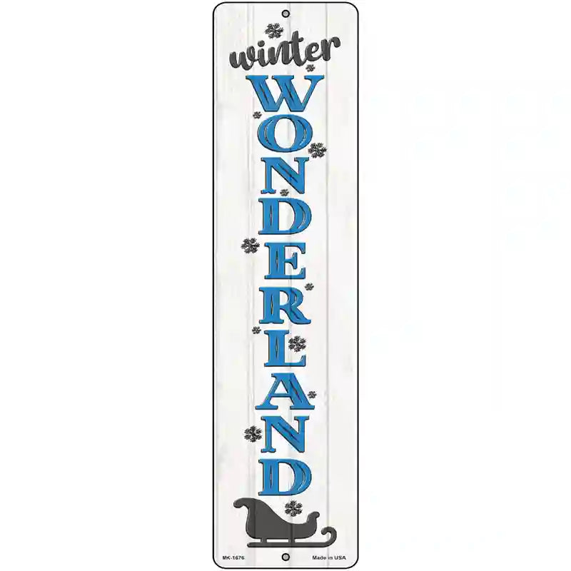 Winter Wonderland White Novelty Metal Street Sign 12" x 3" (MK)