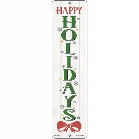 Happy Holidays White Novelty Metal Street Sign 12" x 3" (MK)