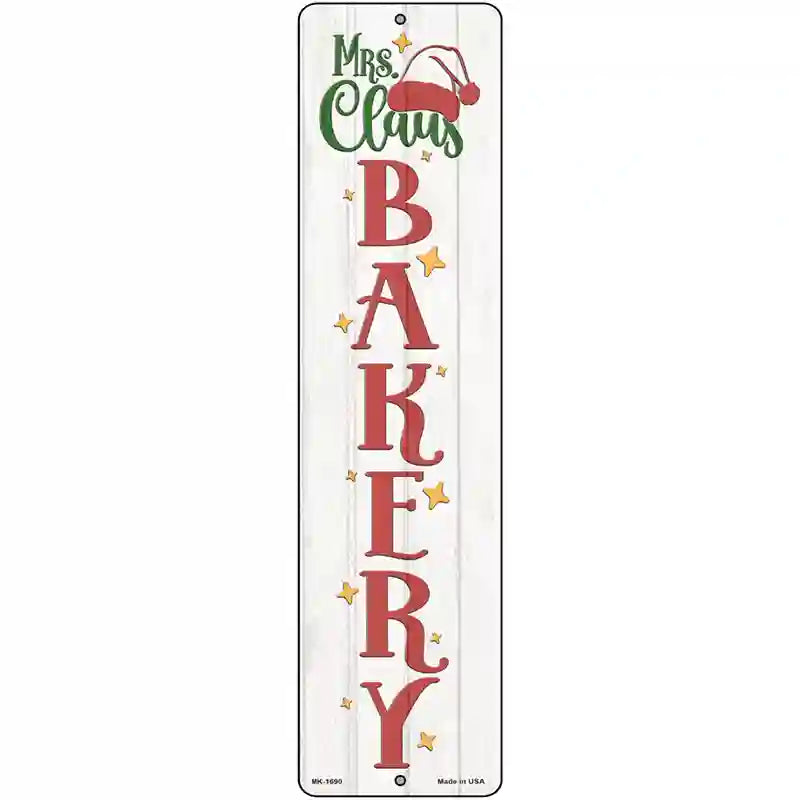 Mrs Claus Bakery White Novelty Metal Street Sign 12" x 3" (MK)