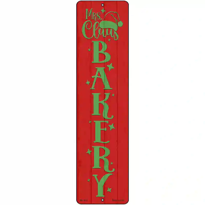 Mrs Claus Bakery Red Novelty Metal Street Sign 12" x 3" (MK)