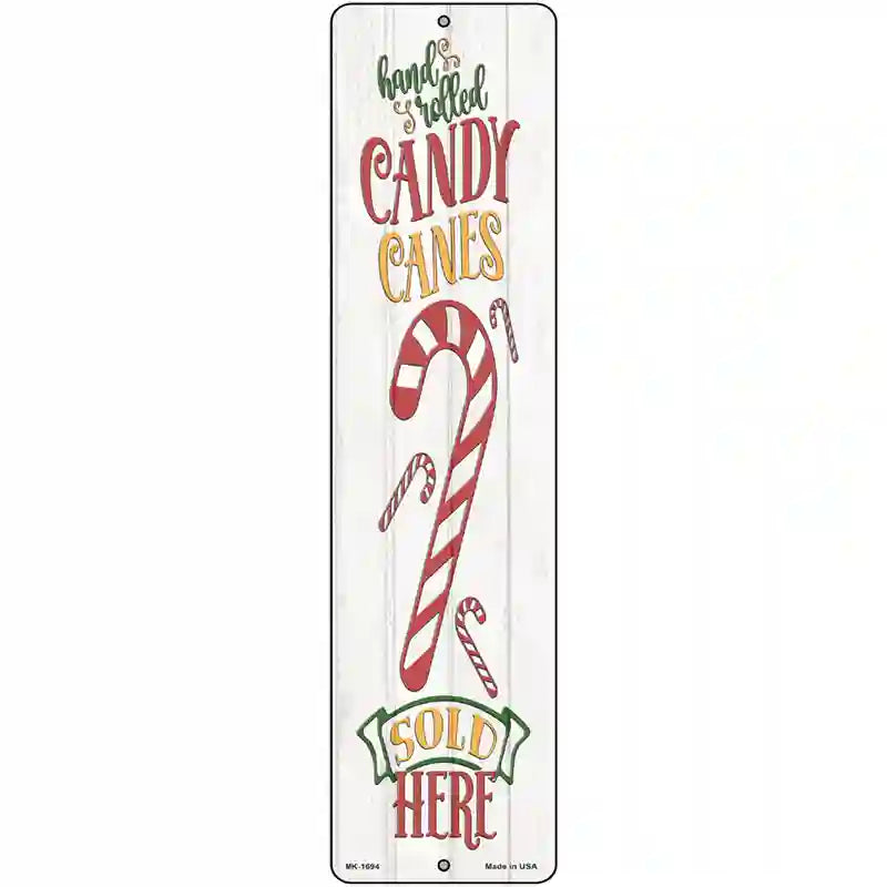 Candy Canes Sold Here White Novelty Metal Street Sign 12" x 3" (MK)